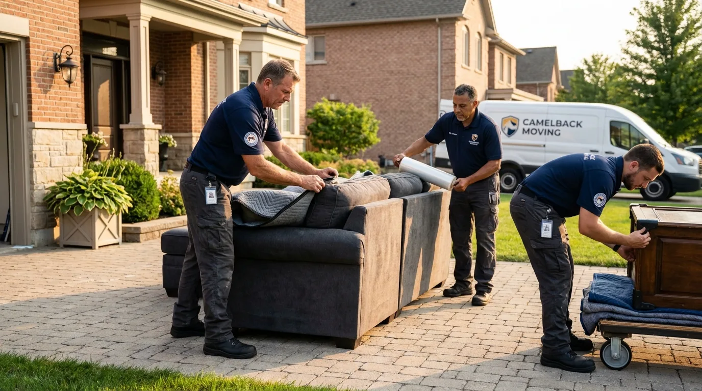 Large estate moving crew wrapping furniture in Charles Town, WV